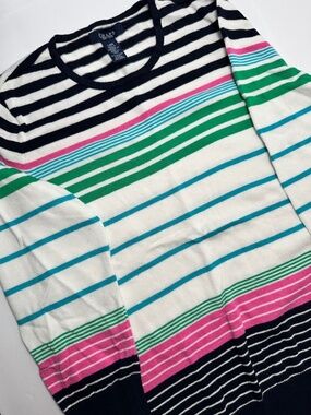 Chaps Striped Sweater Cotton Modal Knit Size Large